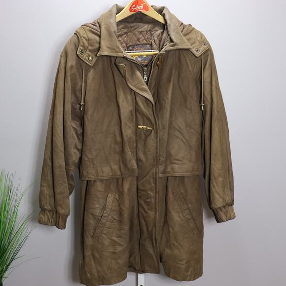 Adventure Bound by Wilsons Brown Leather Hooded Parka Size L - Picture 1 of 3